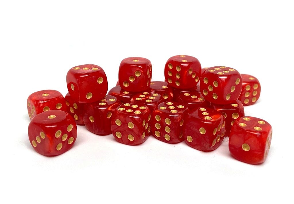 12mm D6 Dice - Crimson Marble - 25 Count Bag Easy Roller Dice Company
