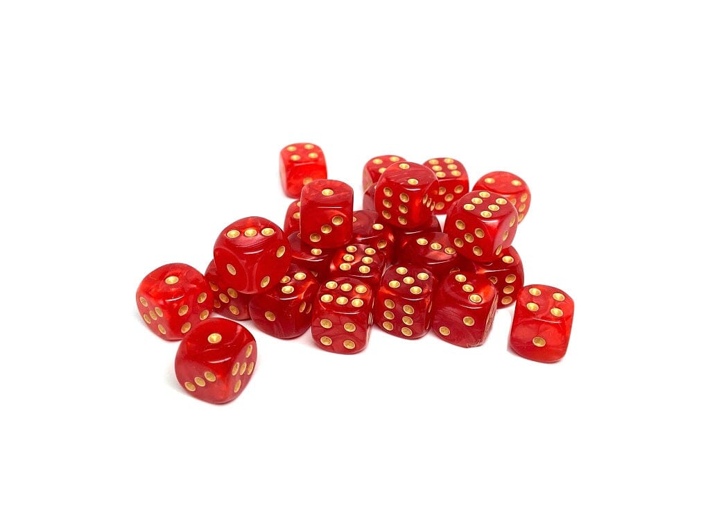 12mm D6 Dice - Crimson Marble - 25 Count Bag Easy Roller Dice Company