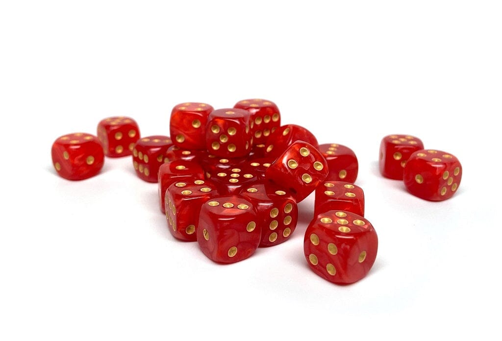 12mm D6 Dice - Crimson Marble - 25 Count Bag Easy Roller Dice Company