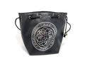 Black Leather Lite Elven Runes Design Self-Standing Large Dice Bag - Out of Play