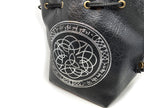 Black Leather Lite Elven Runes Design Self-Standing Large Dice Bag - Out of Play