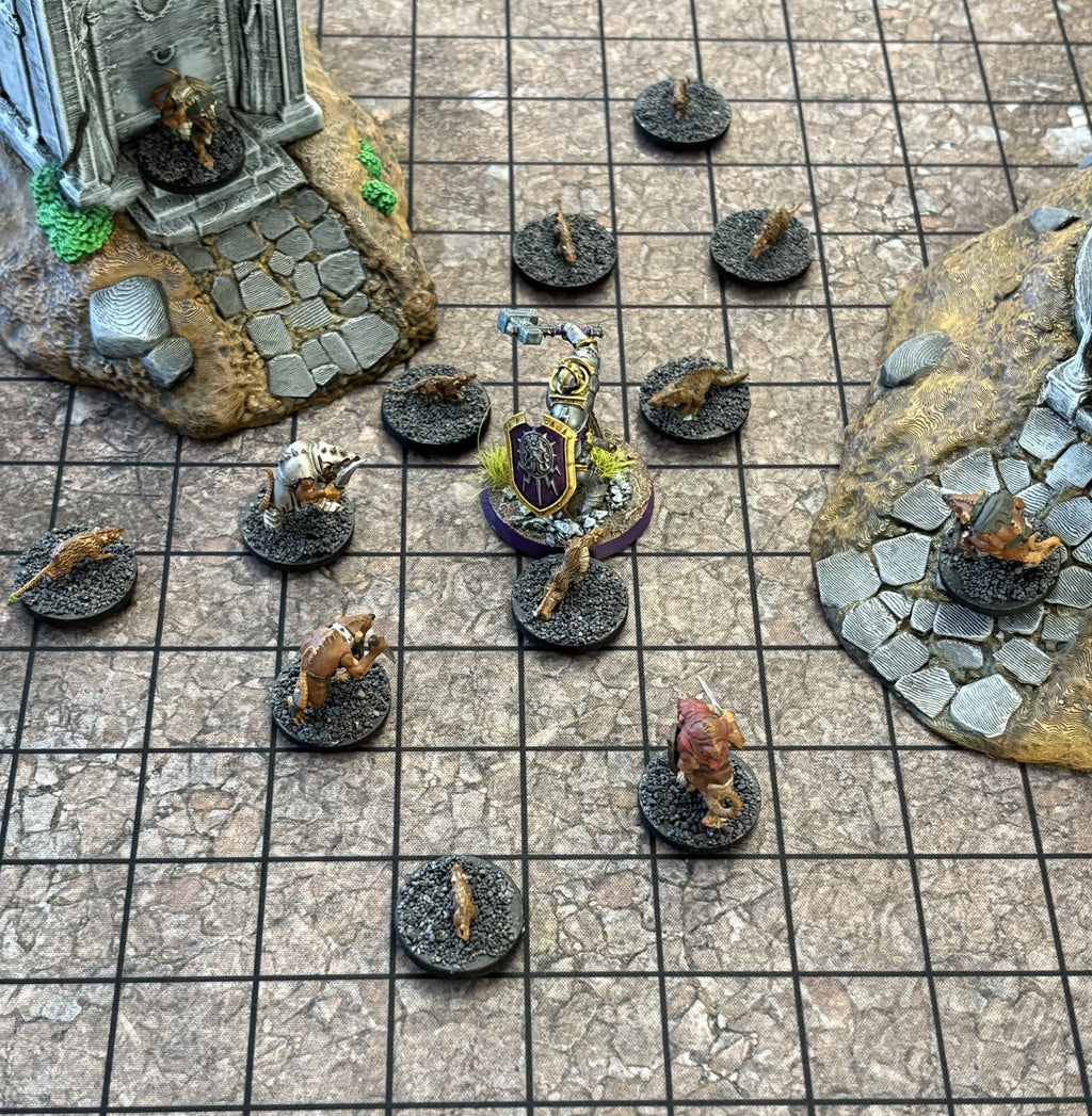 RPG Grid Mat - Abandoned Town & Dungeon Floor - Double Sided Neoprene Mat with Bag - Out of Play