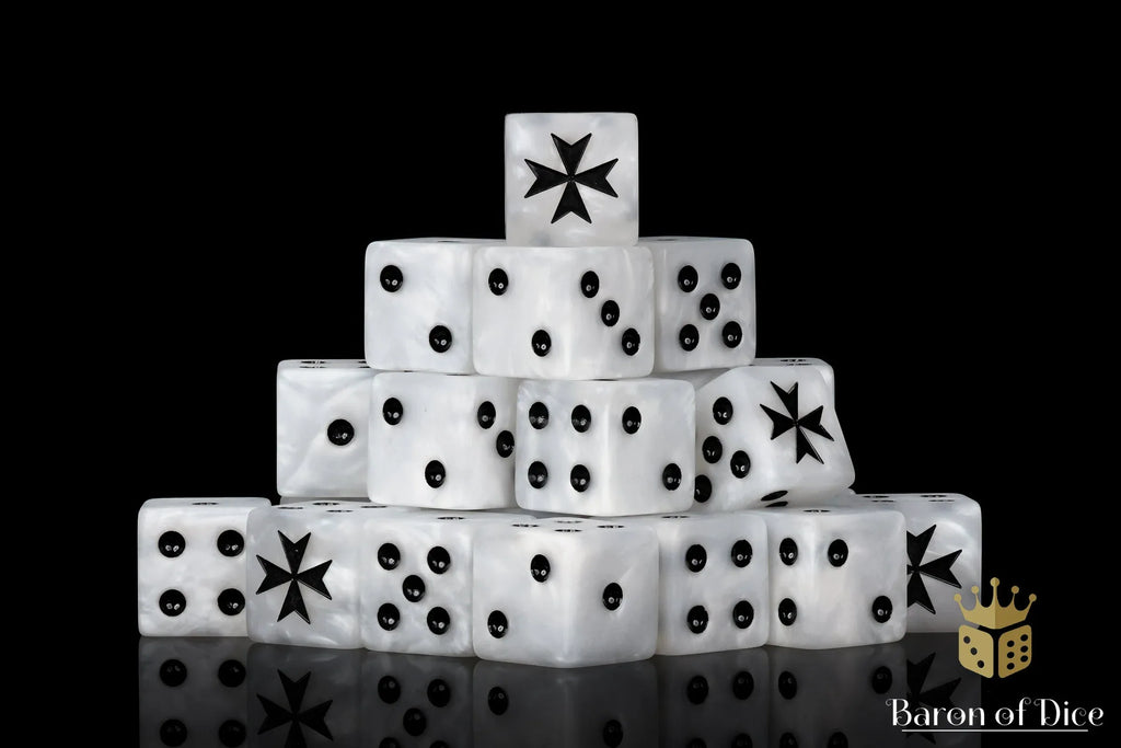 Knight Templar Dice - White - Out of Play