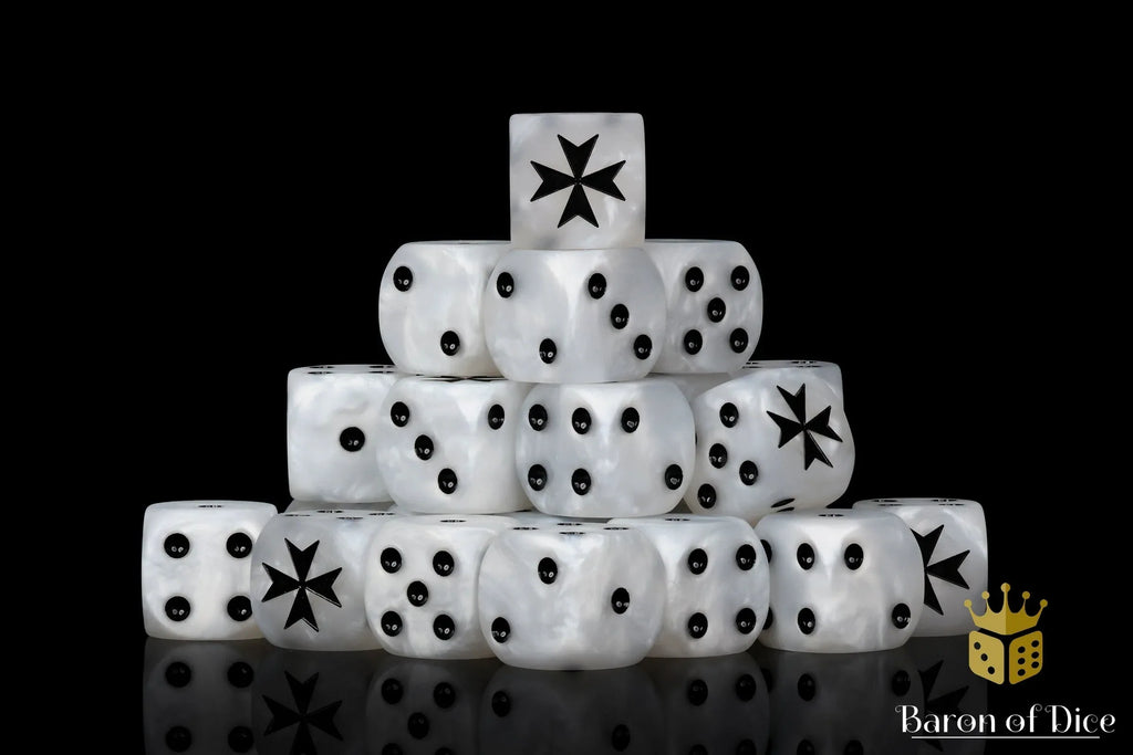Knight Templar Dice - White - Out of Play