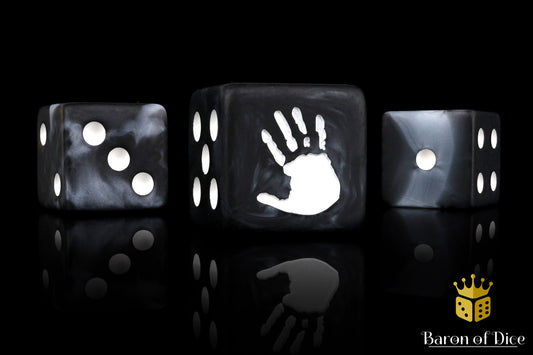 White Handprint Dice - Out of Play