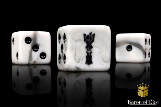 Dark Tower, White, Square 16mm Dice - Out of Play