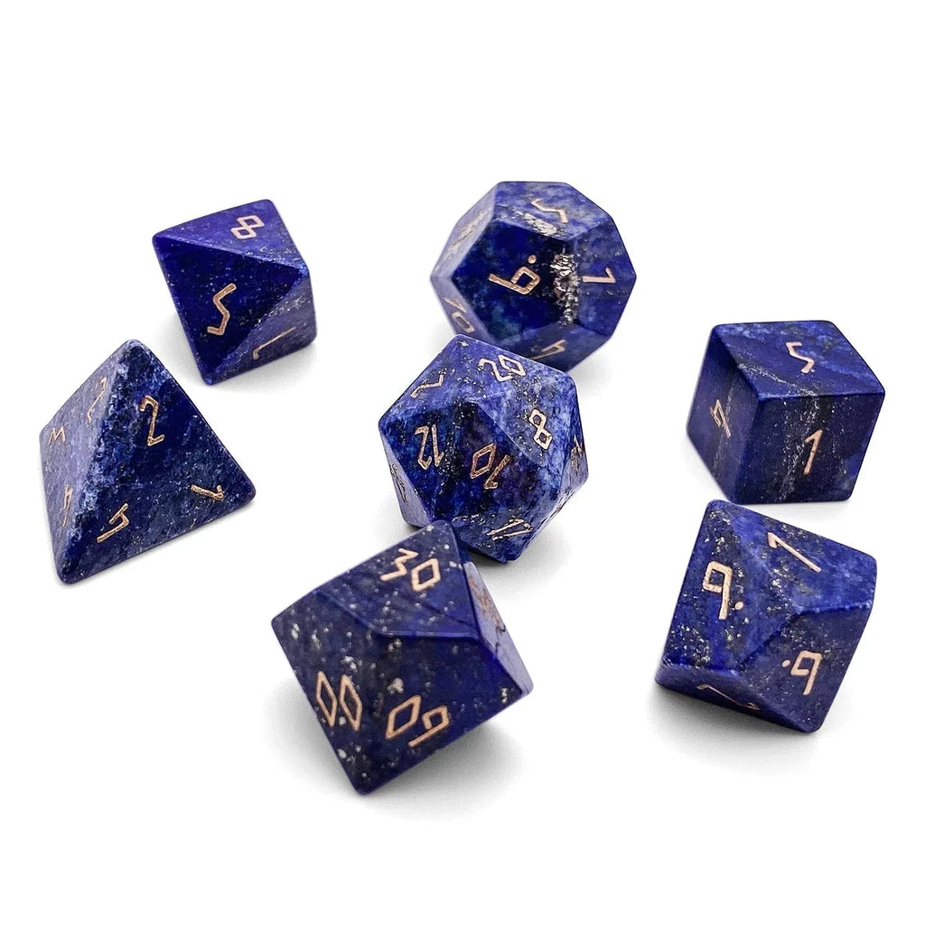 Lapis Lazuli - 7 Piece RPG Set Gemstone Dice - Out of Play
