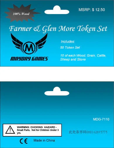 Farmer And Glen (Glen More) Wooden Token Set (50 wooden tokens) - Out of Play