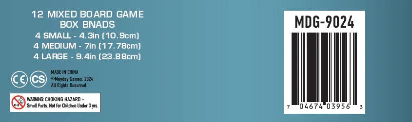 12 Pack of Mixed Board Game Box Bands (4 of each Small, Medium, Large) - Out of Play