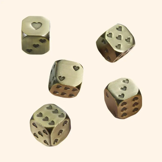 Metal Heart and Poker Dice - Out of Play Board Game Accessories