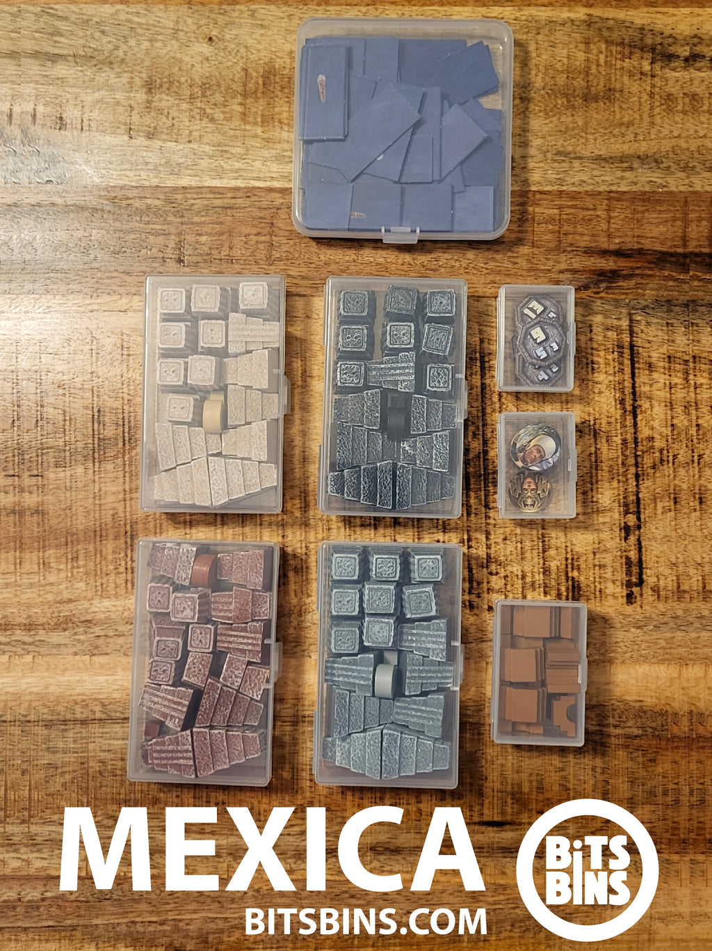 Bitsbins Mexica - 2 Minis, 1 Original, 1 Flat, 4 Tiles - Out of Play