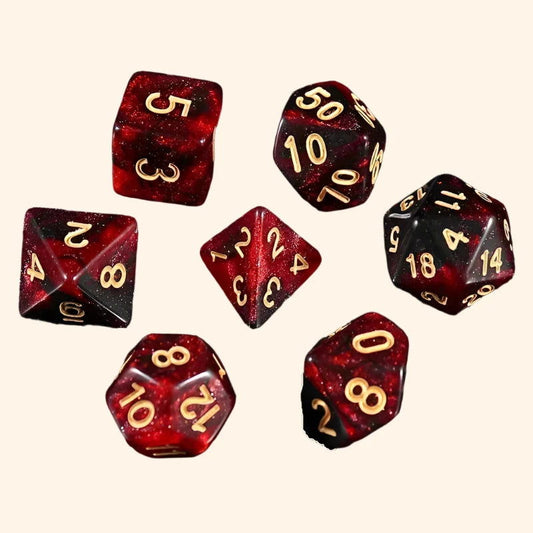 Nebula Dice 7pc Set - Crimson Void - Out of Play Board Game Accessories