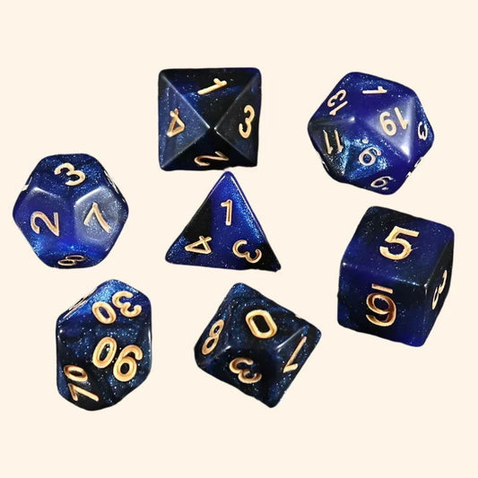 Nebula Dice 7pc Set - Celestial Abyss - Out of Play Board Game Accessories