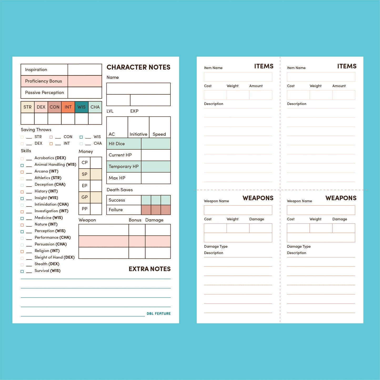 Player and Dungeon Master Notepads