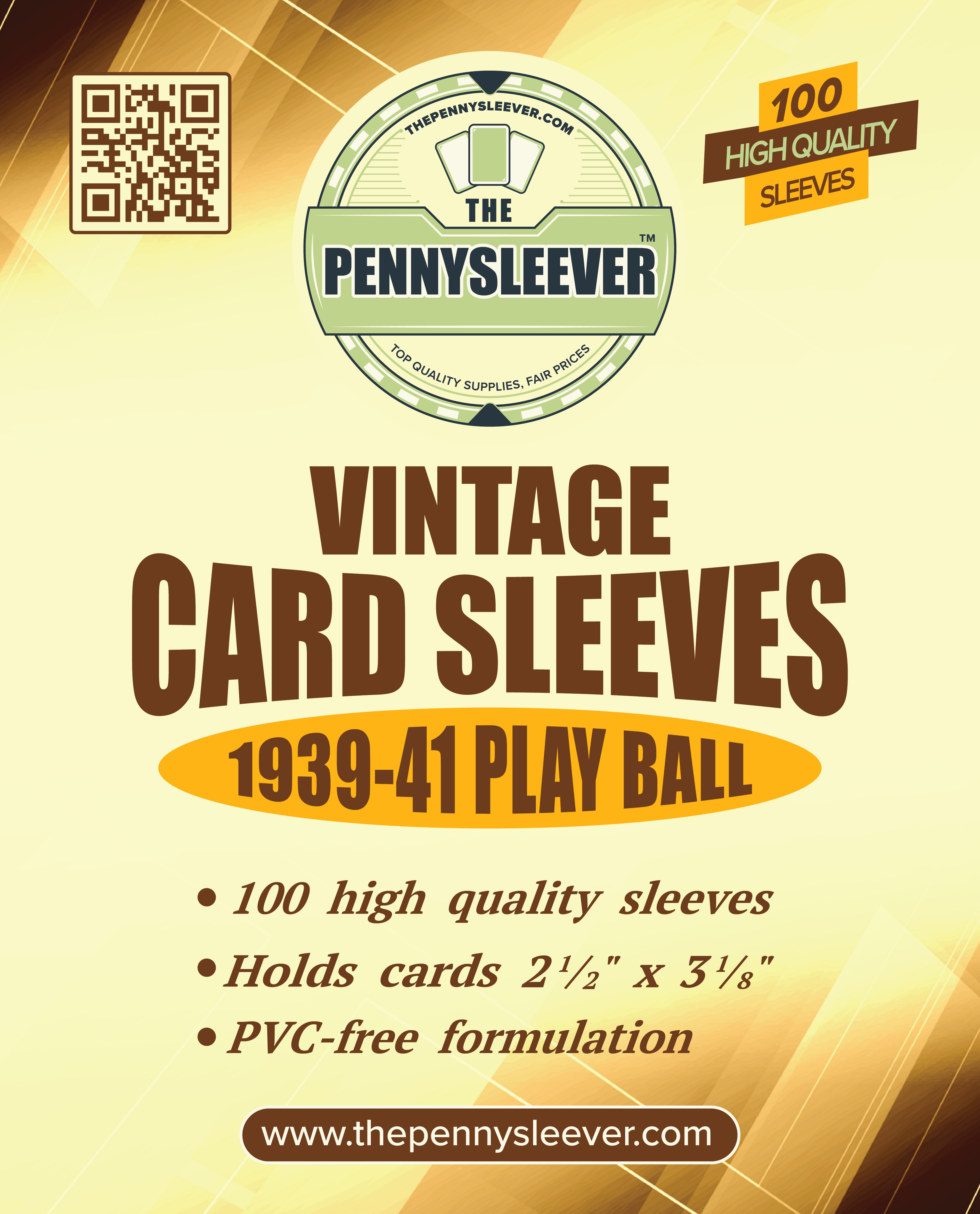 Vintage Card Sleeves Play Ball (100 count) - Out of Play