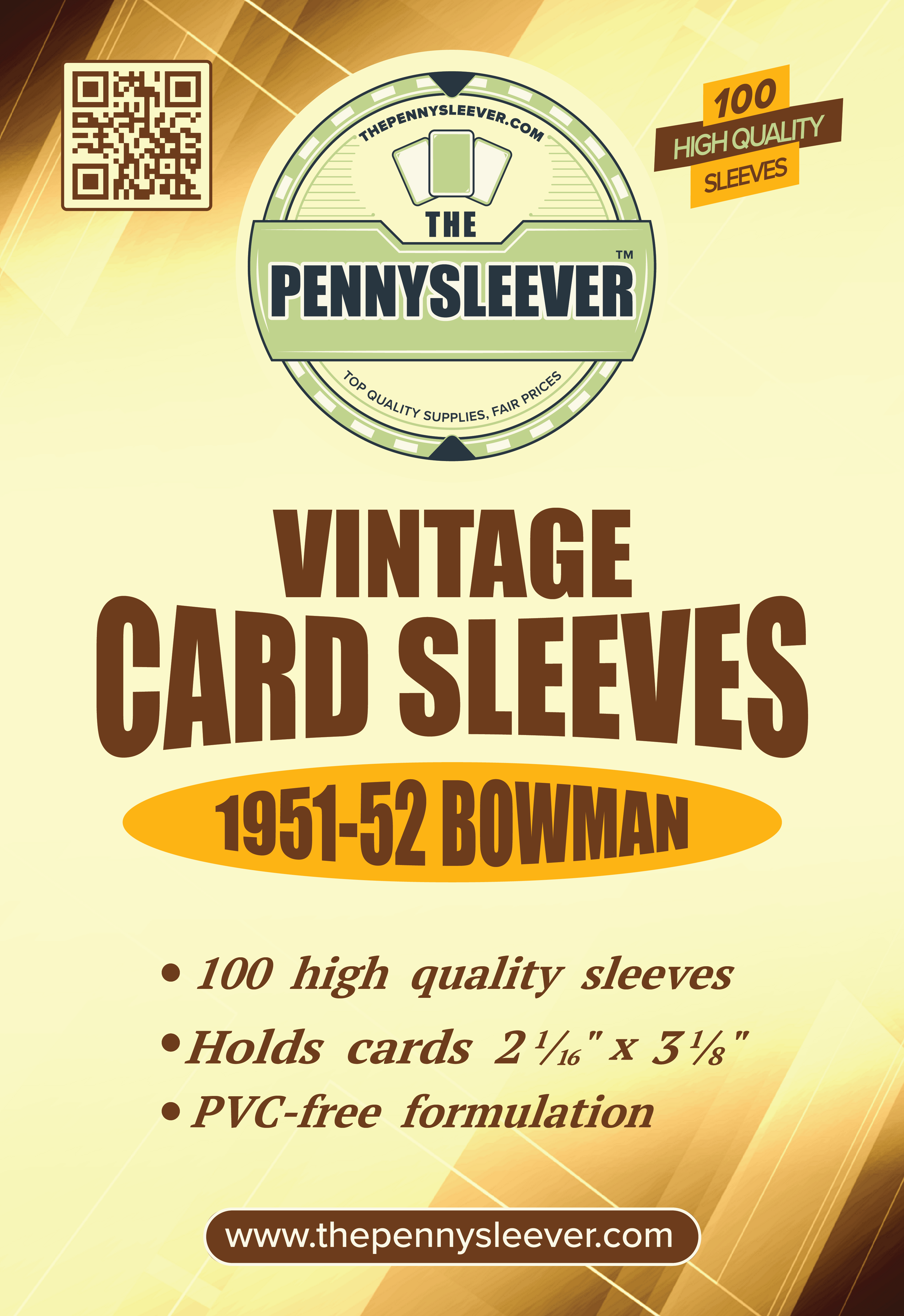 Vintage Card Sleeves 1951-52 Bowman (100 count) - Out of Play