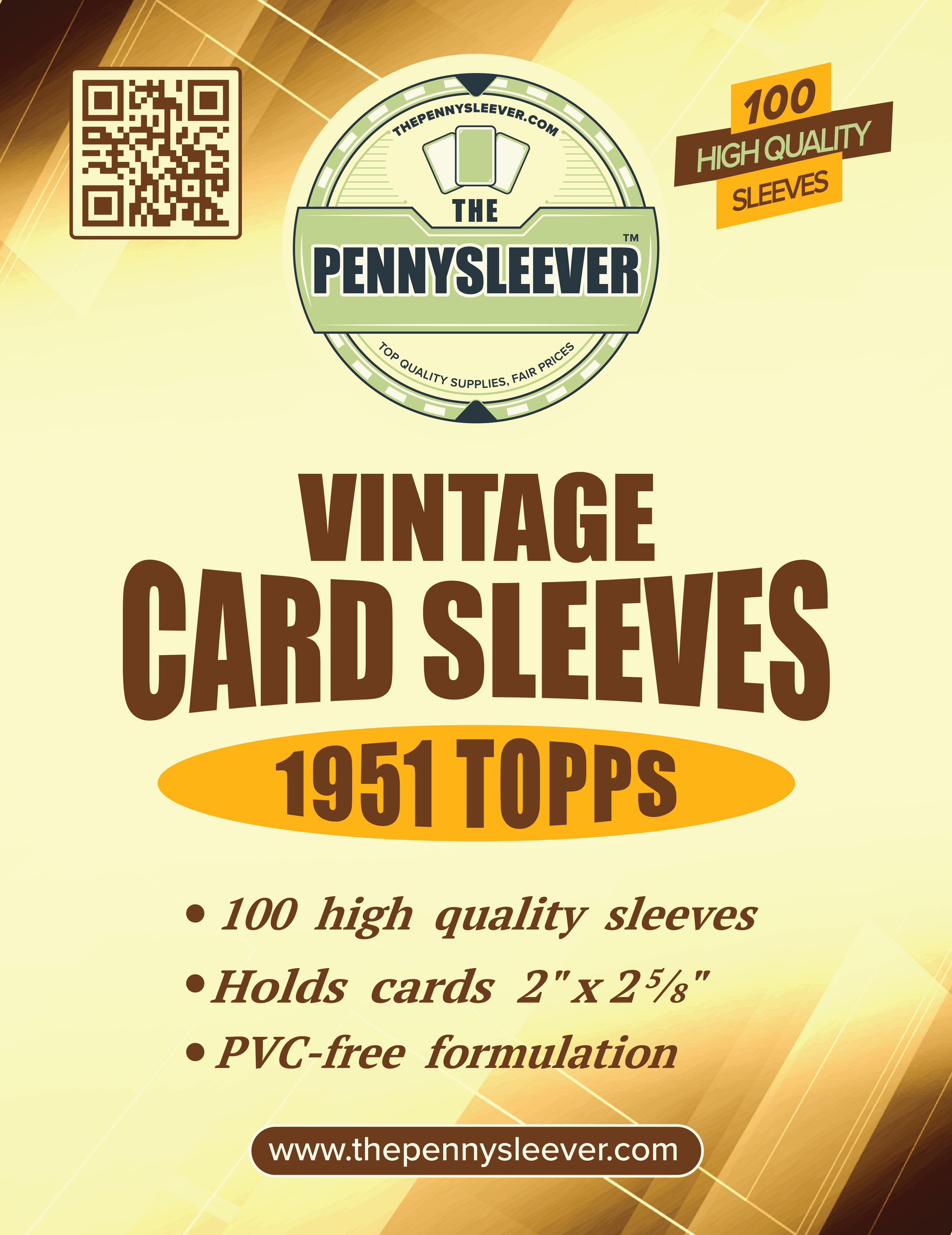 Vintage Card Sleeves 1951 Topps (100 count) - Out of Play