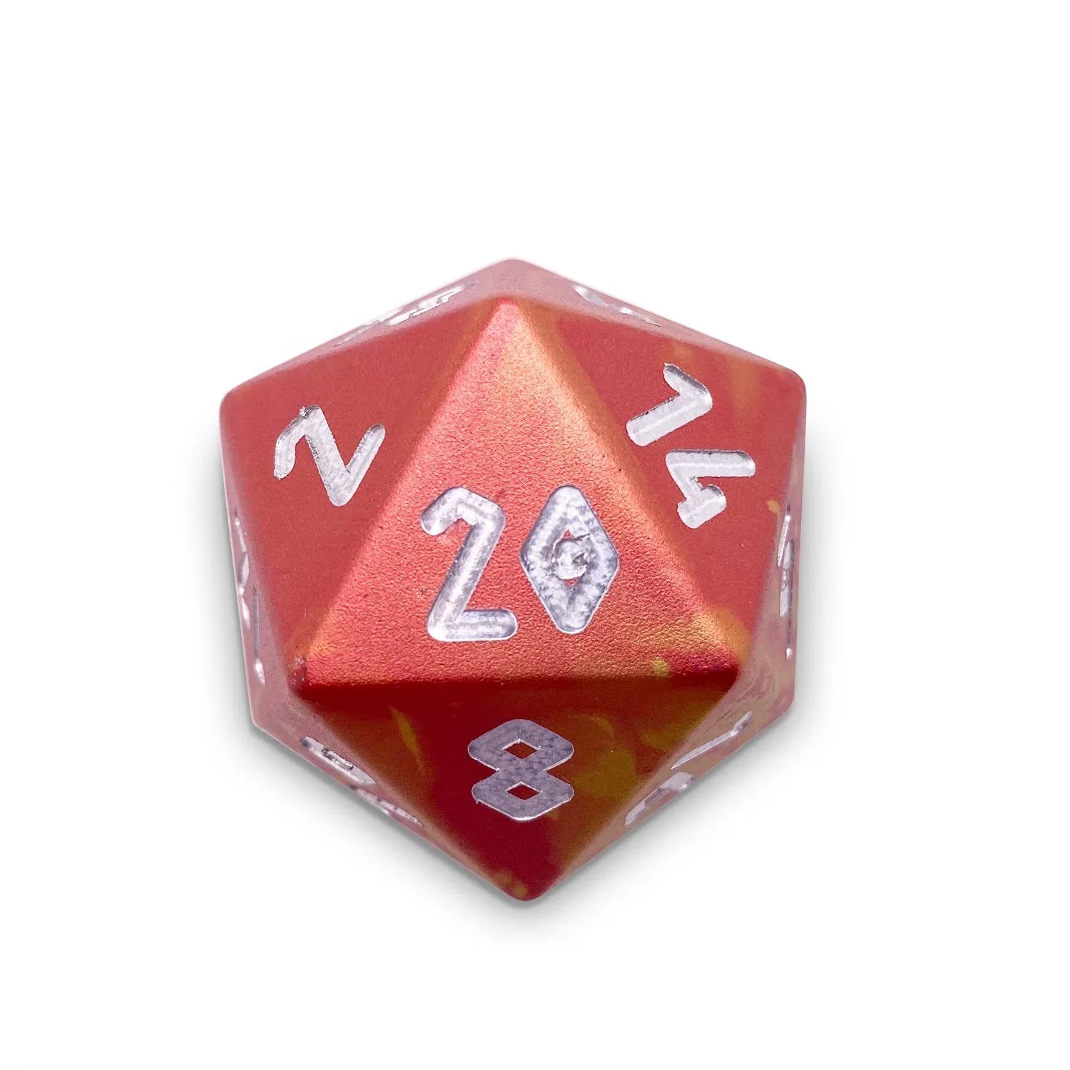 Wondrous Dice® Countdown D20 in Phoenix Tears by 6063 Aircraft Grade Aluminum - Out of Play