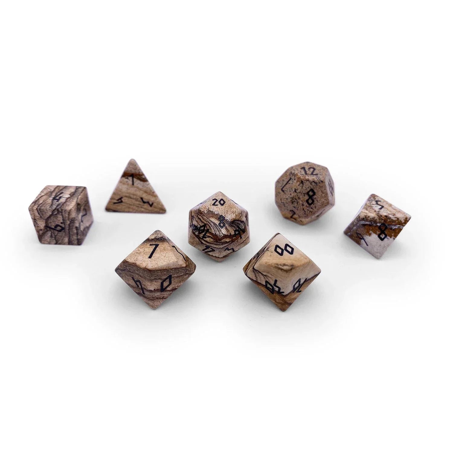 Picture Jasper - 7 Piece RPG Set Gemstone Dice - Out of Play