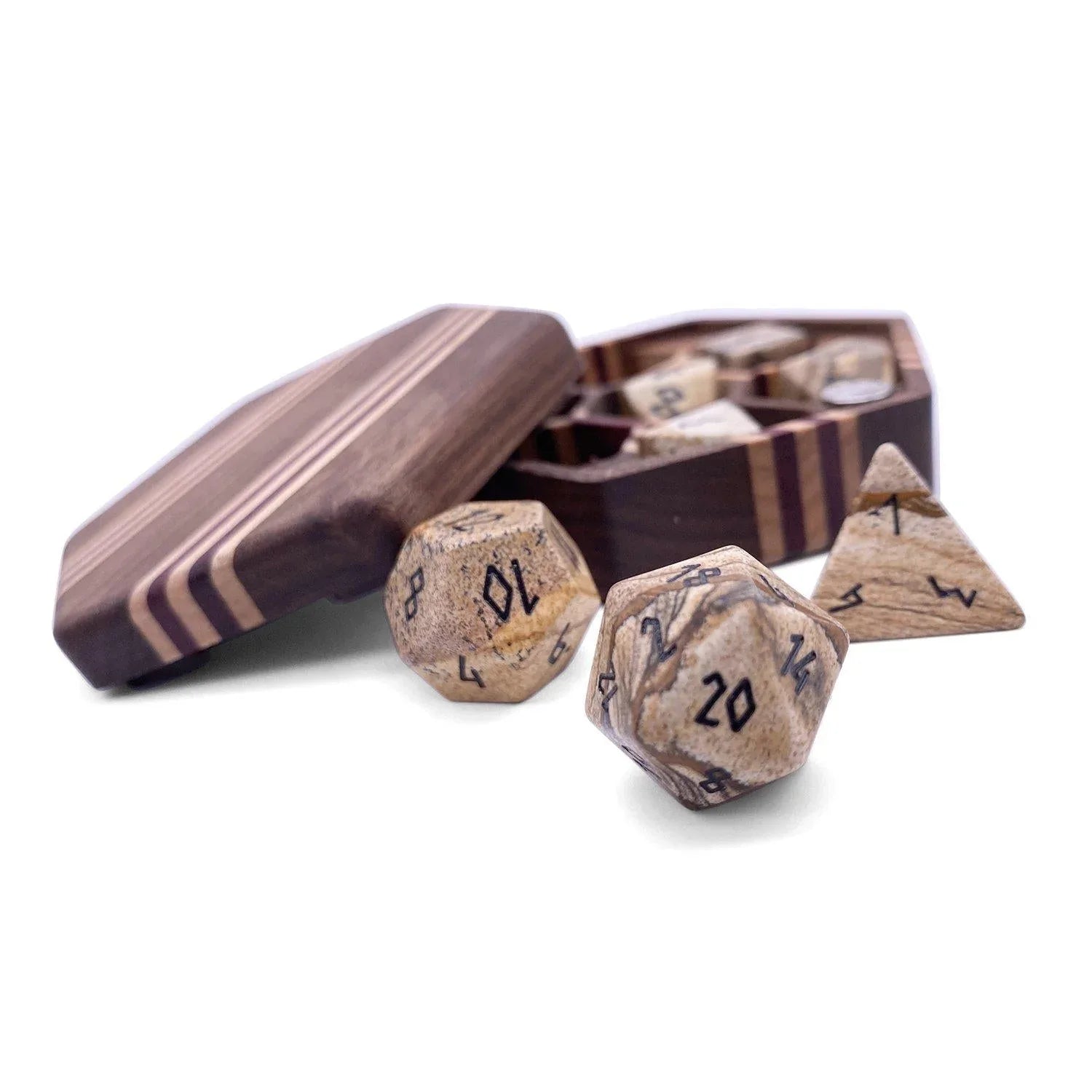 Picture Jasper - 7 Piece RPG Set Gemstone Dice - Out of Play
