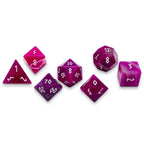 Pink Striped Agate - 7 Piece RPG Set Gemstone Dice - Out of Play