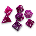 Pink Striped Agate - 7 Piece RPG Set Gemstone Dice - Out of Play