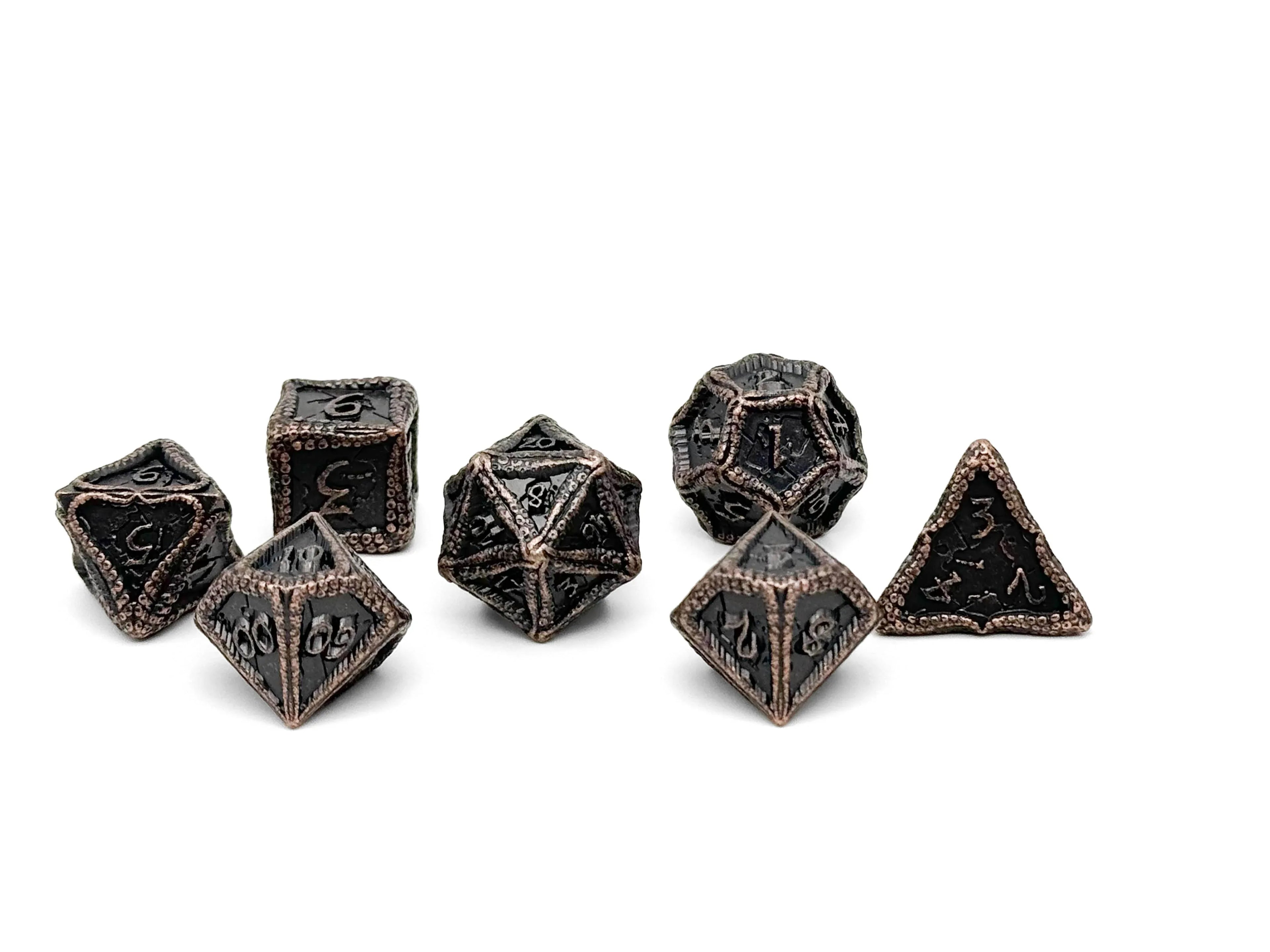 Pirate Dice - Jolly Roger 7 Piece RPG set Alloy Metal Dice