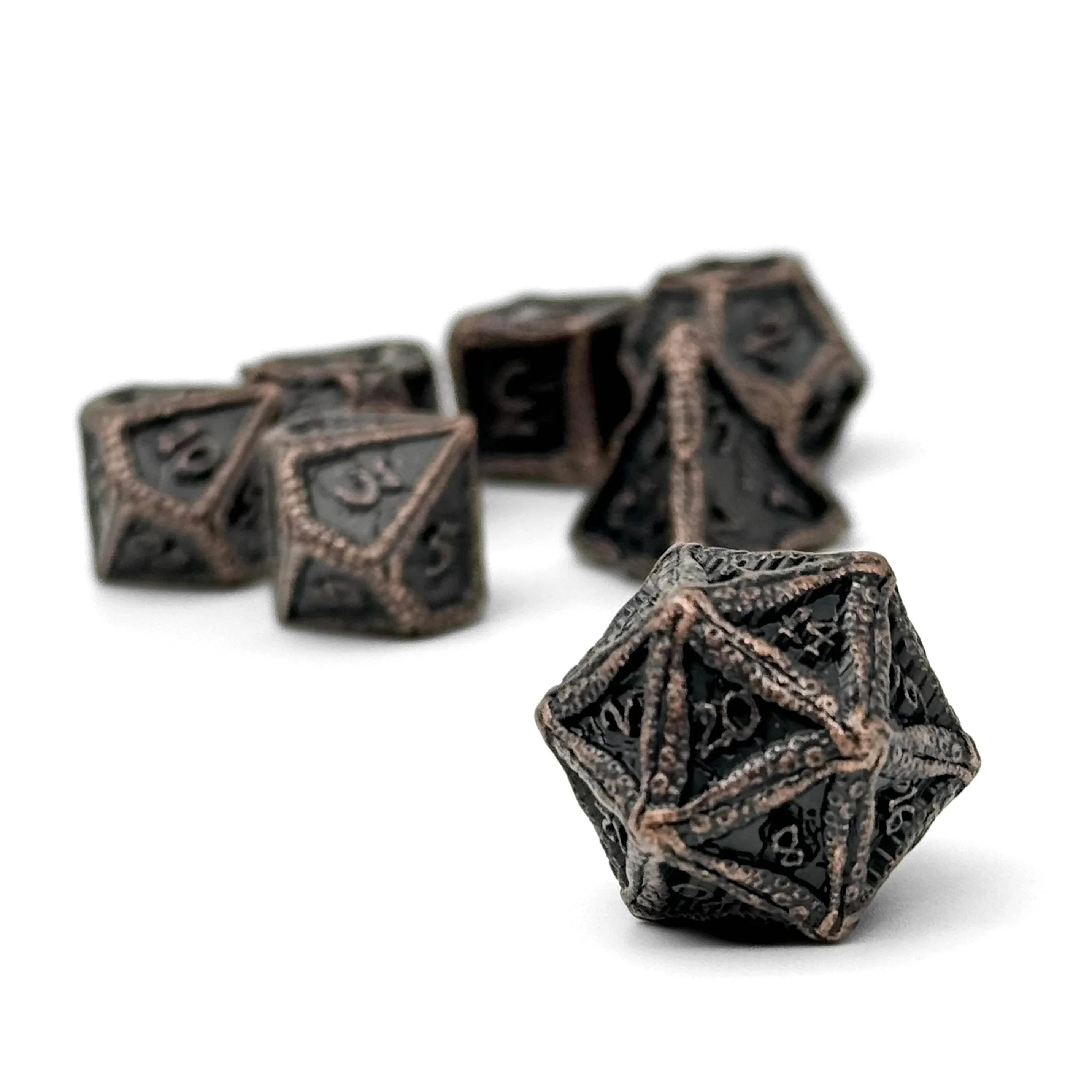 Pirate Dice - Jolly Roger 7 Piece RPG set Alloy Metal Dice