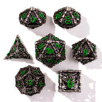 Grim Reaper Ethereal Glow Metal RPG Dice Set - 7 Pieces - Out of Play