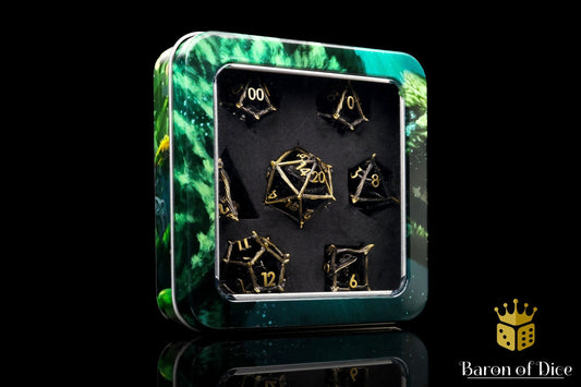 Fantastical Beasts Metal RPG Dice Set - 7 Pieces - Out of Play