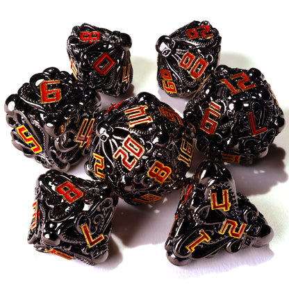 Denizens of the Deep Red Trench Metal RPG Dice Set - 7 Pieces - Out of Play