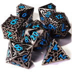 Blue Tiger's Eye Metal RPG Dice Set - 7 Pieces - Out of Play
