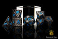 Blue Tiger's Eye Metal RPG Dice Set - 7 Pieces - Out of Play