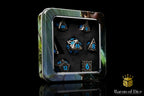 Blue Tiger's Eye Metal RPG Dice Set - 7 Pieces - Out of Play