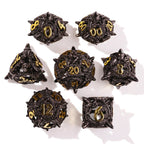 Coiled Black Dragon Metal RPG Dice Set - 7 Pieces - Out of Play
