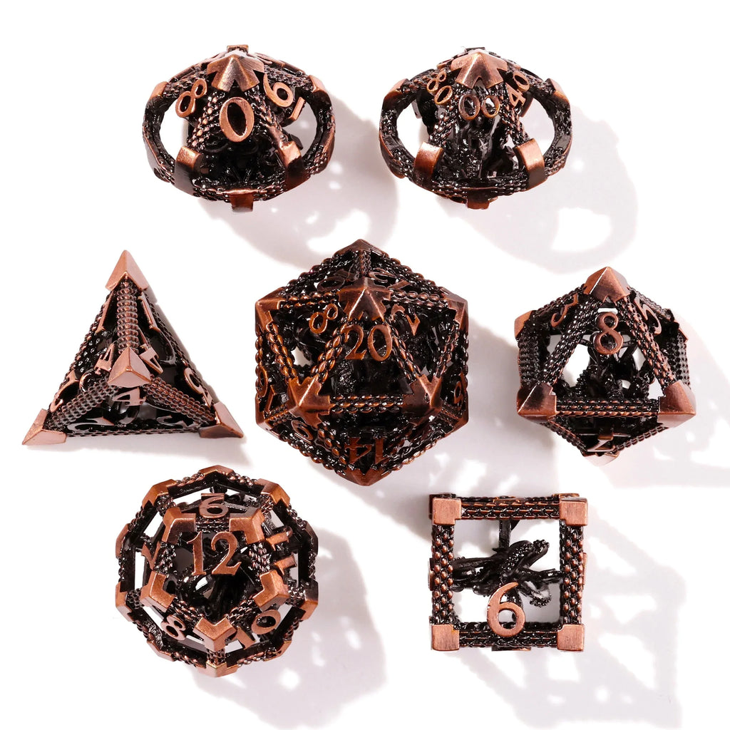Bronze Kraken Metal RPG Dice Set - 7 Pieces - Out of Play