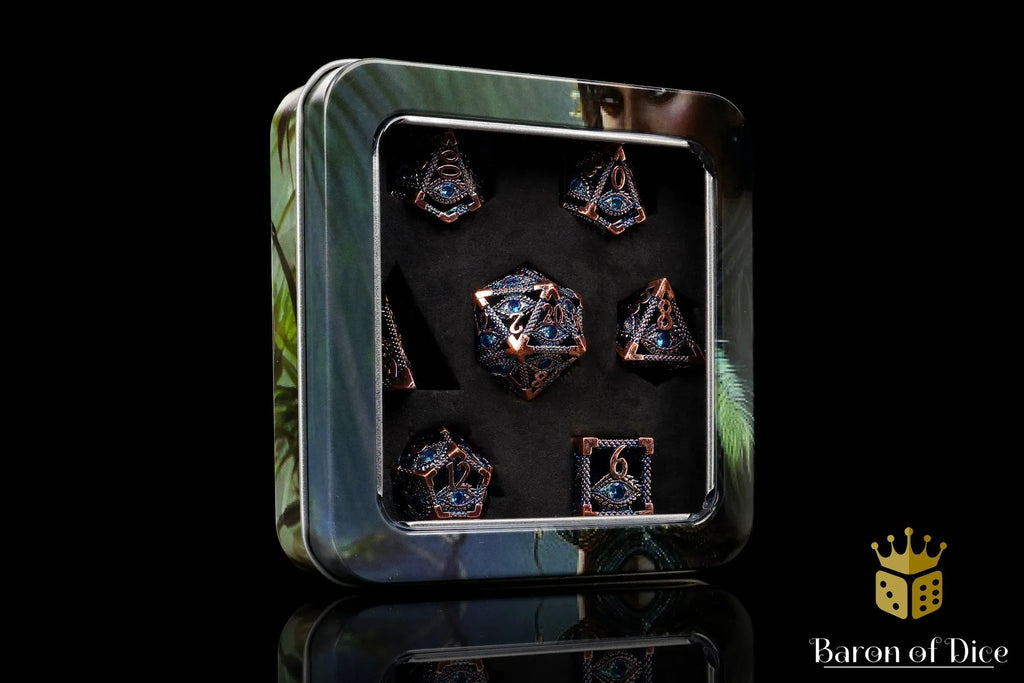 Eye of Providence Metal RPG Dice Set - 7 Pieces - Out of Play