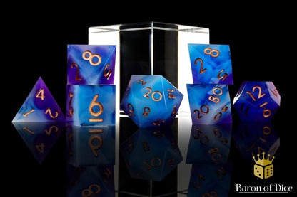 Aquamarine Sharp Edge RPG Dice - 7 Pieces - Out of Play