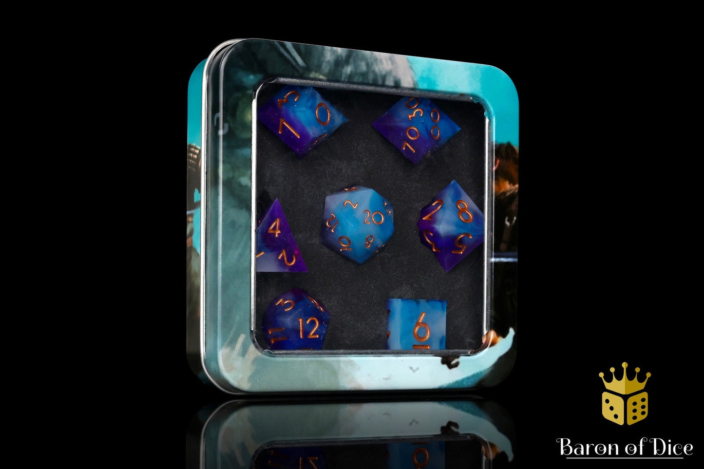Aquamarine Sharp Edge RPG Dice - 7 Pieces - Out of Play