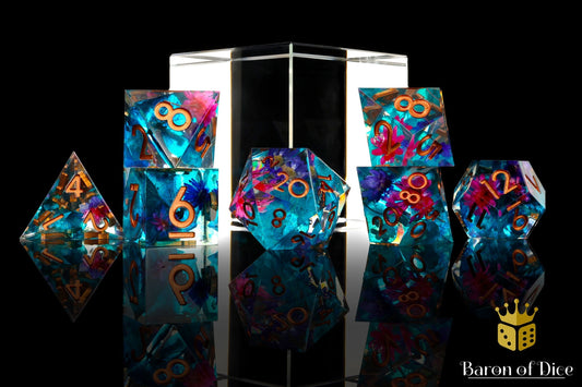 Water Garden Sharp Edge RPG Dice Set - 7 Pieces - Out of Play
