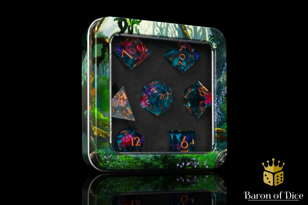 Water Garden Sharp Edge RPG Dice Set - 7 Pieces - Out of Play