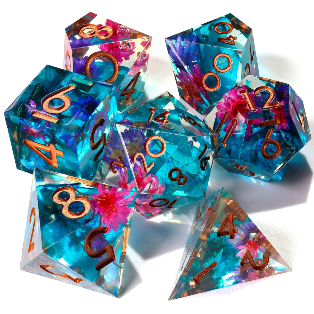 Water Garden Sharp Edge RPG Dice Set - 7 Pieces - Out of Play