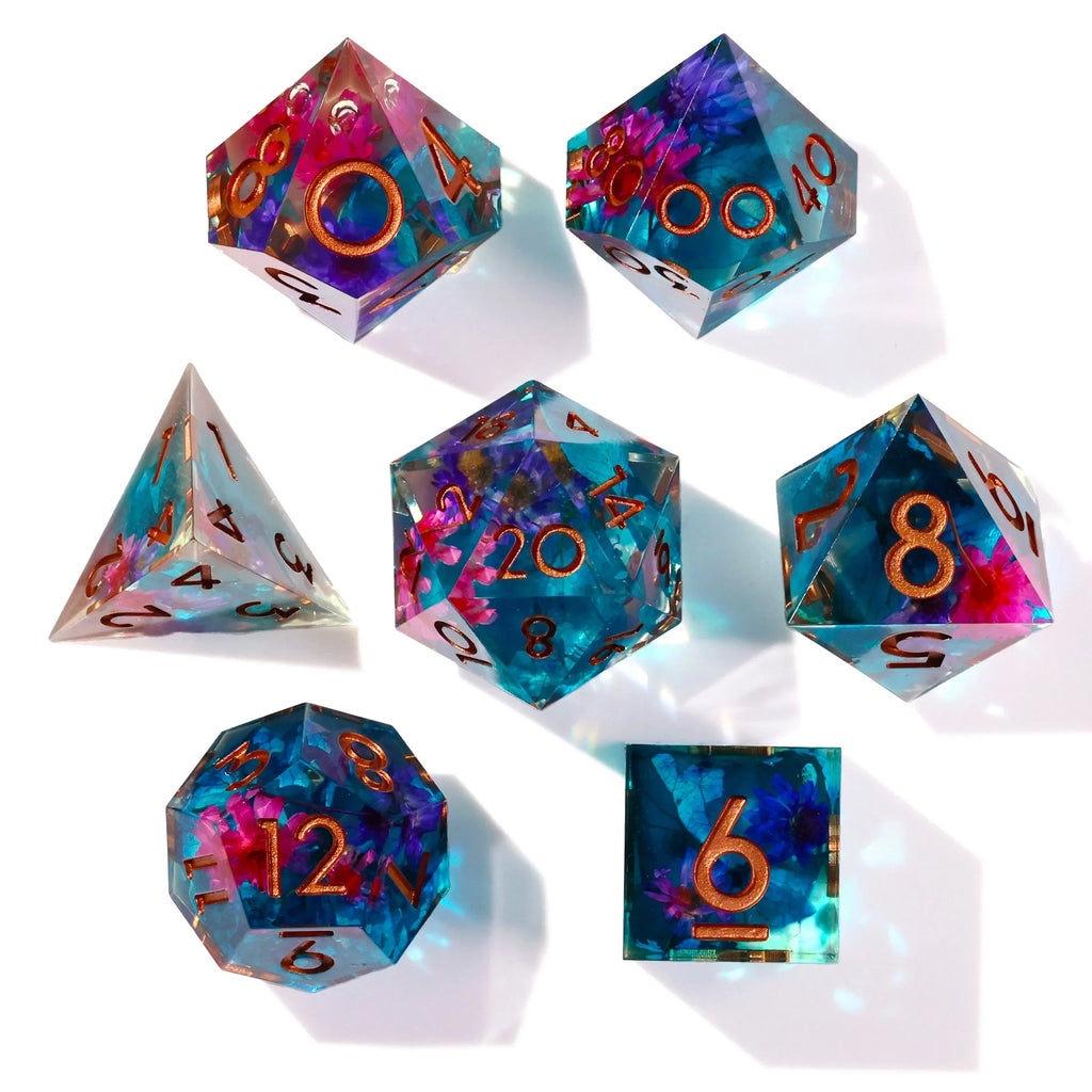 Water Garden Sharp Edge RPG Dice Set - 7 Pieces - Out of Play
