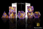 Purple Seashell Sharp Edge RPG Dice Set - 7 Pieces - Out of Play