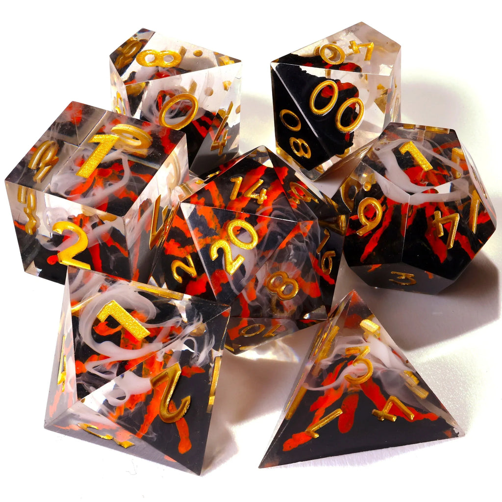 Volcano Sharp Edge RPG Dice Set - 7 Pieces - Out of Play