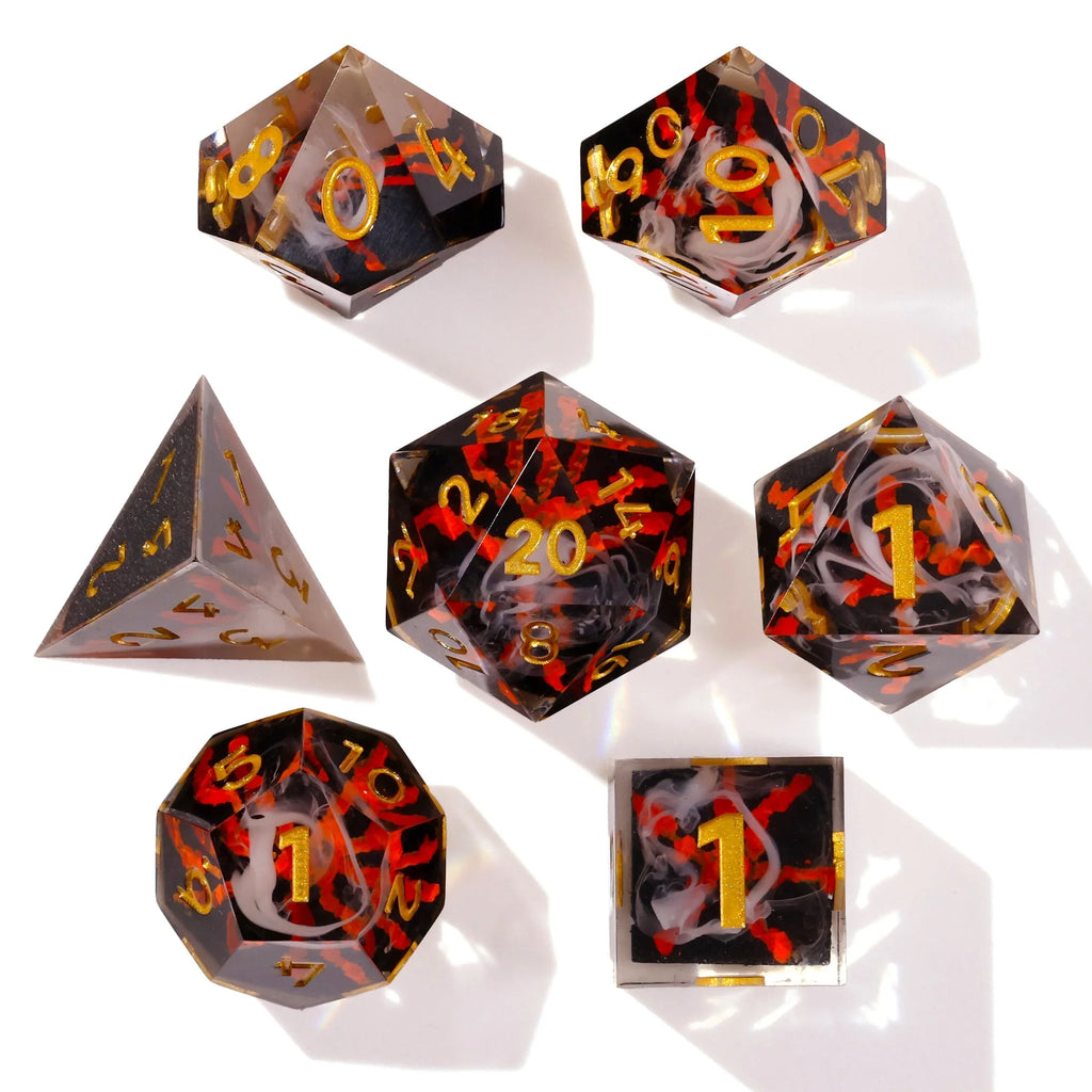 Volcano Sharp Edge RPG Dice Set - 7 Pieces - Out of Play