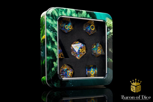 Shiny Like a Diamond! Sharp Edge RPG Dice Set - 7 Pieces - Out of Play
