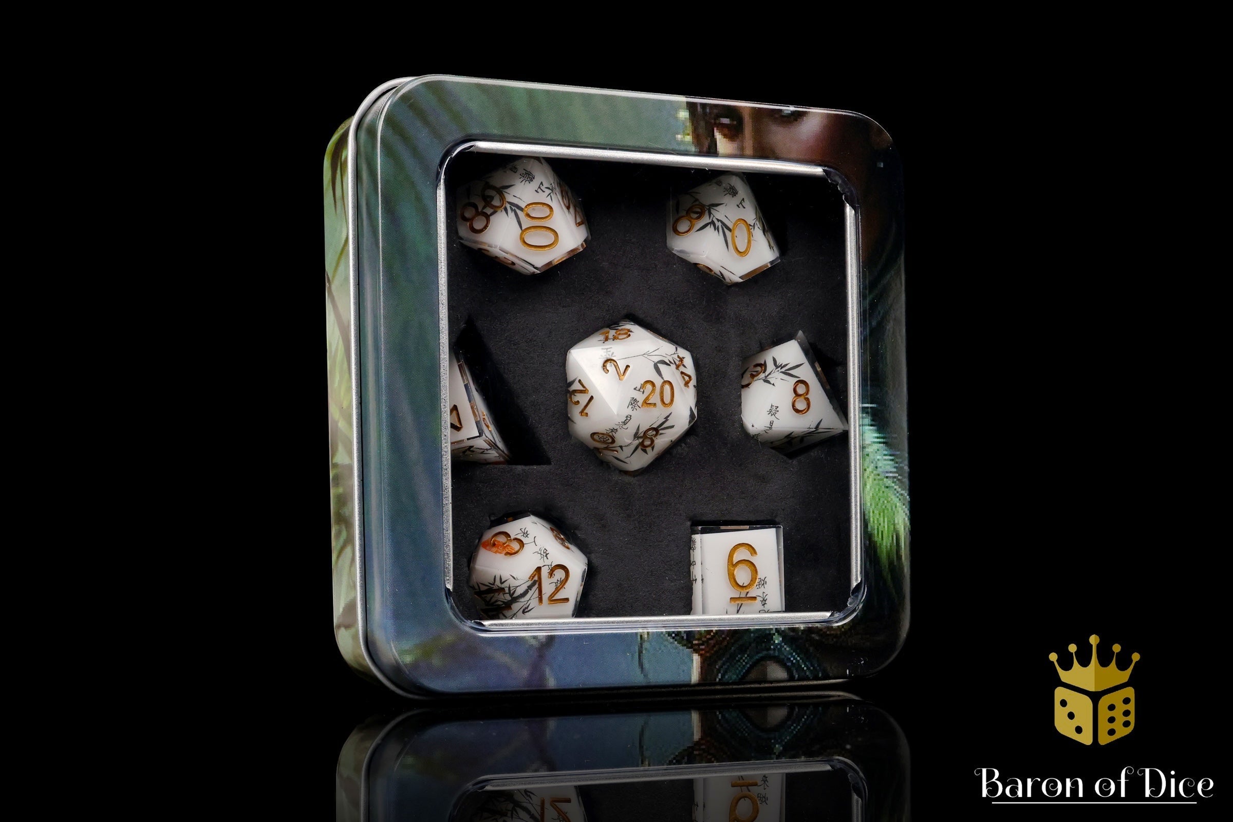 White Bamboo Sharp Edge RPG Dice Set - 7 Pieces - Out of Play