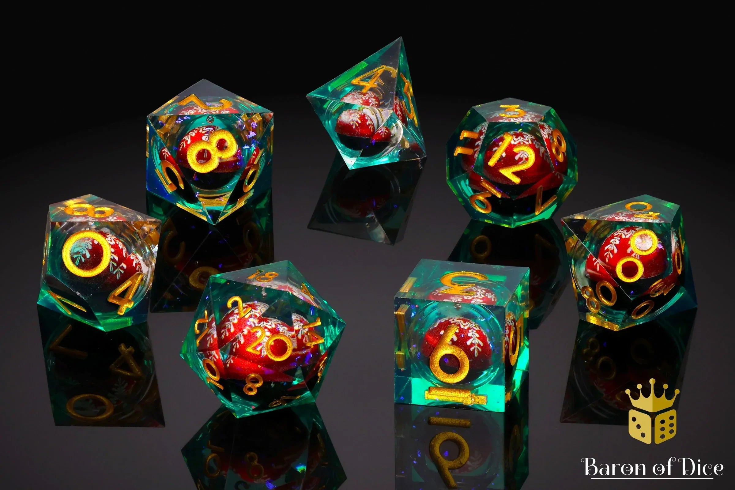 Christmas Rumble Sharp RPG Dice Set - 7 Pieces - Out of Play