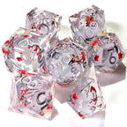 Winter Cherry Blossom Liquid Core RPG Dice Set - 7 Pieces - Out of Play